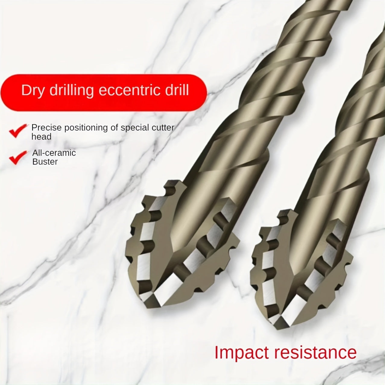 Carbide 4-Teeth Sawtooth Offset Drill Bit for Ceramic Tile Cast Iron Concrete Hex Shank