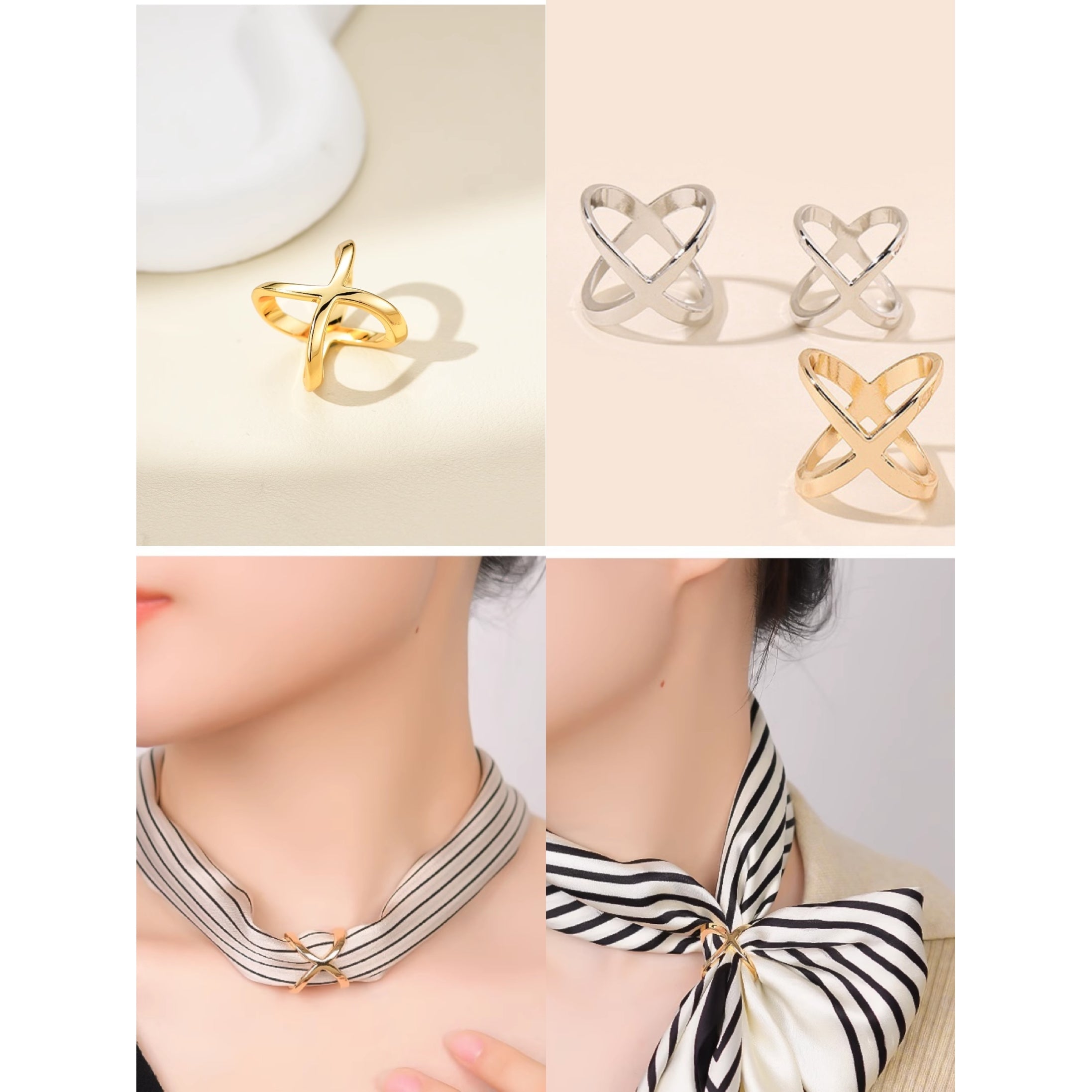 Set of 12 Elegant Alloy Scarf Clips with Pearls and Rhinestones for Women