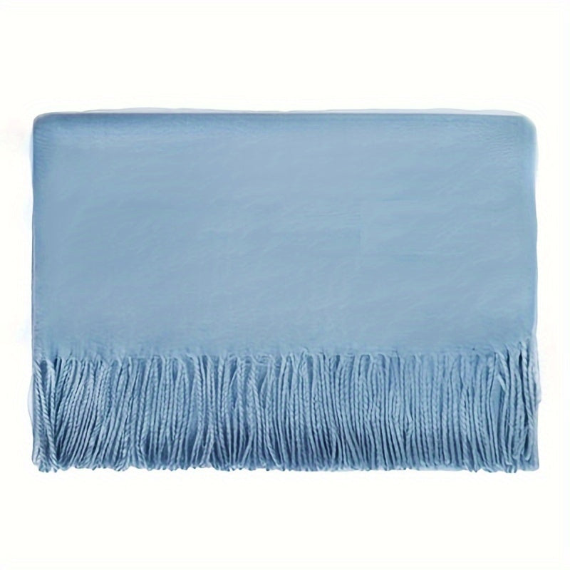 Шарф из имитации кашемира однотонный для женщин с кисточками, теплый для осени и зимы