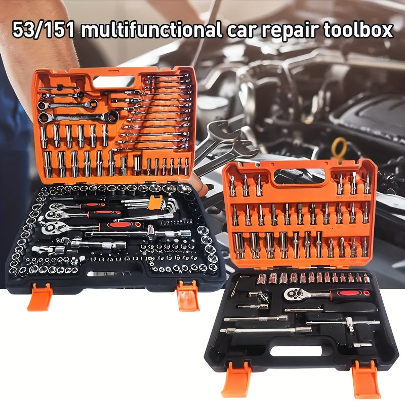 Professional 151-Piece Tool Wrench Set with S2 and Cr-V Sockets