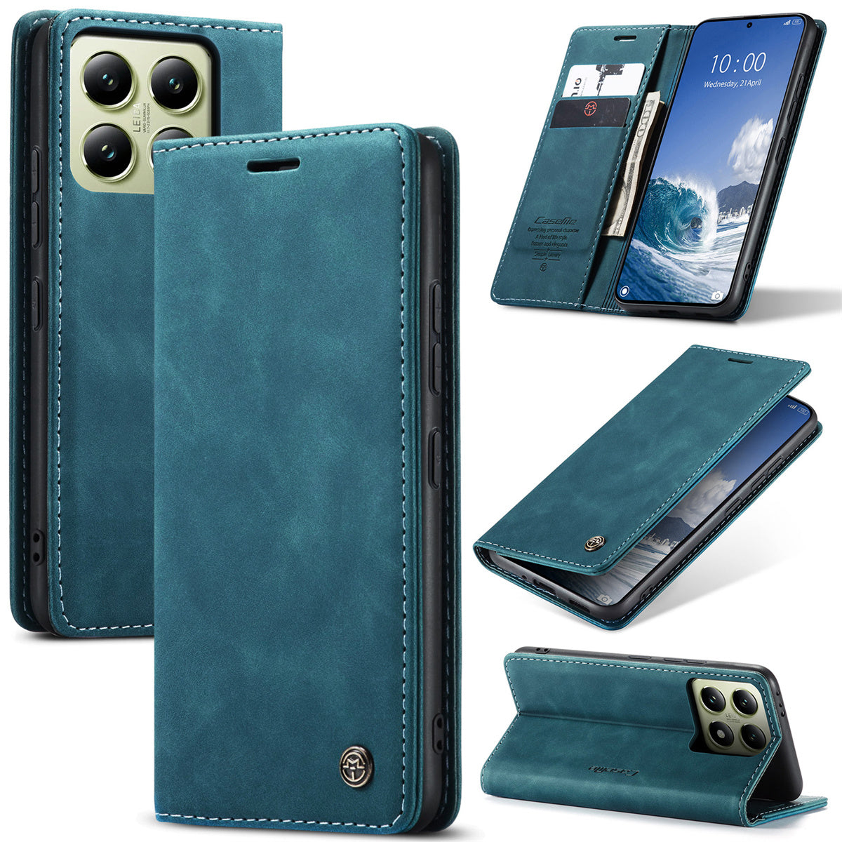 Faux Leather Flip Wallet Phone Case for Xiaomi 14T Pro and 14 with Card Holder and Kickstand
