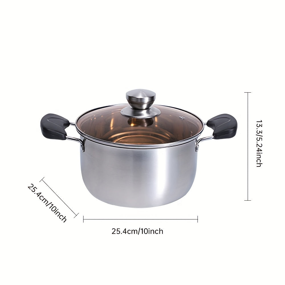 Stainless Steel Soup Pot with Lid Dual Handles Induction Safe Dishwasher Safe