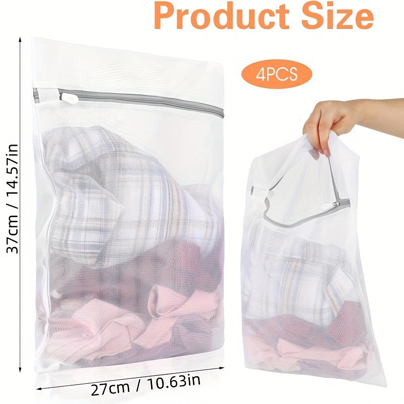 Juego de 4 bolsas de malla grandes con cremallera para ropa delicada, calcetines, ropa interior y organización de viajes
