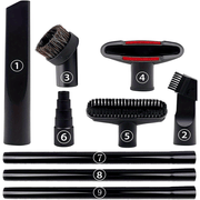 9-chi qismli changyutgich aksessuarlar to'plami, ajraladigan qirralar bilan chang tozalash cho'tkasi, mato uchun asbob, bo'shliq uchun nozil, uzatma tayoqchasi