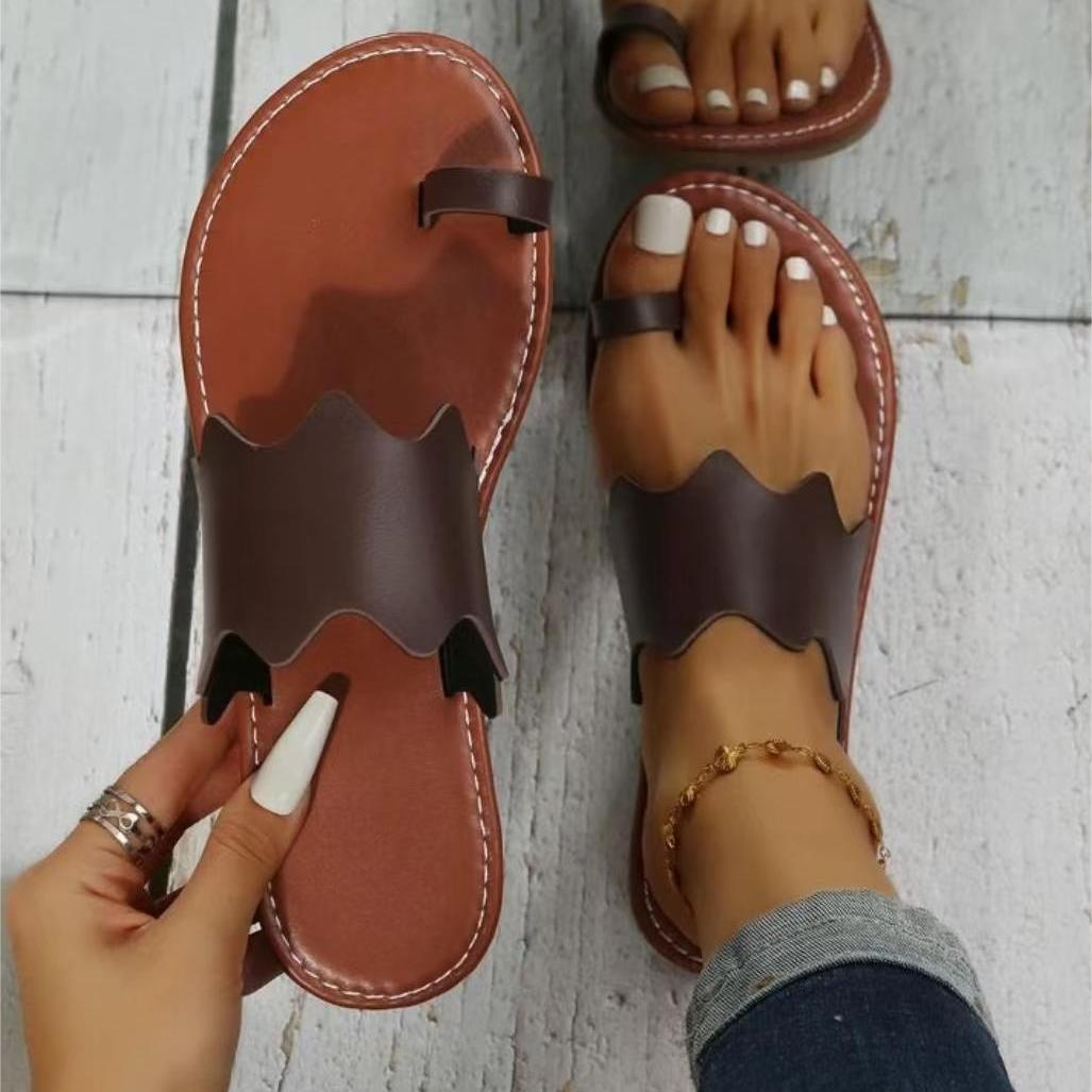 Женские легкие сандалии с петлей на пальце, открытые шлепанцы, летняя обувь