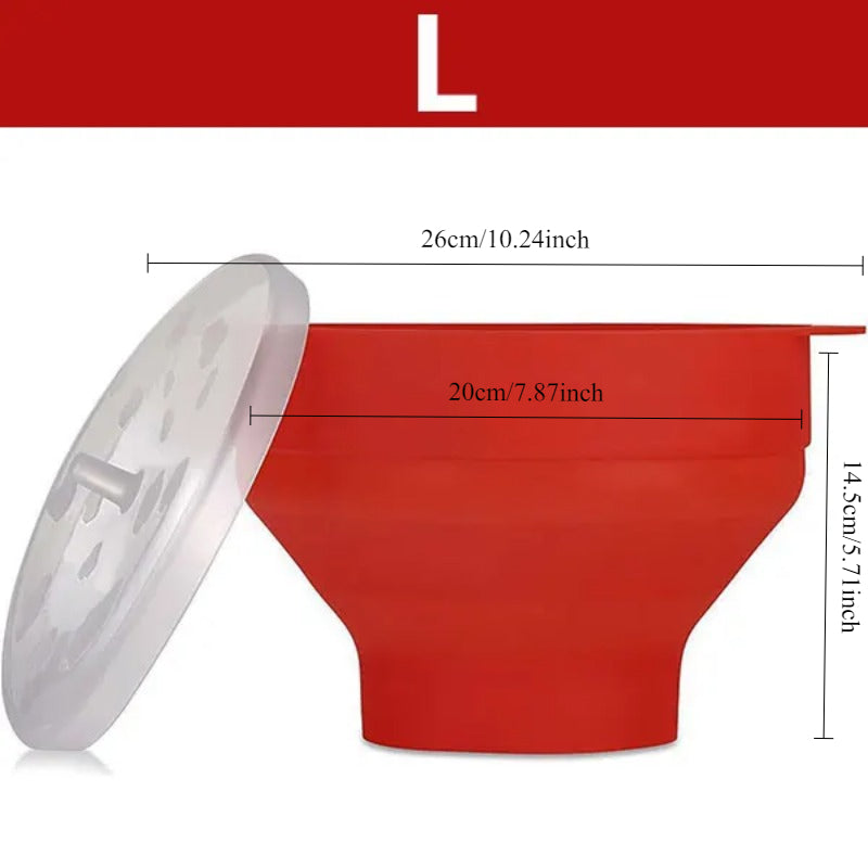 Silicone popcorn maker BPA-free collapsible lid dishwasher safe easy to use