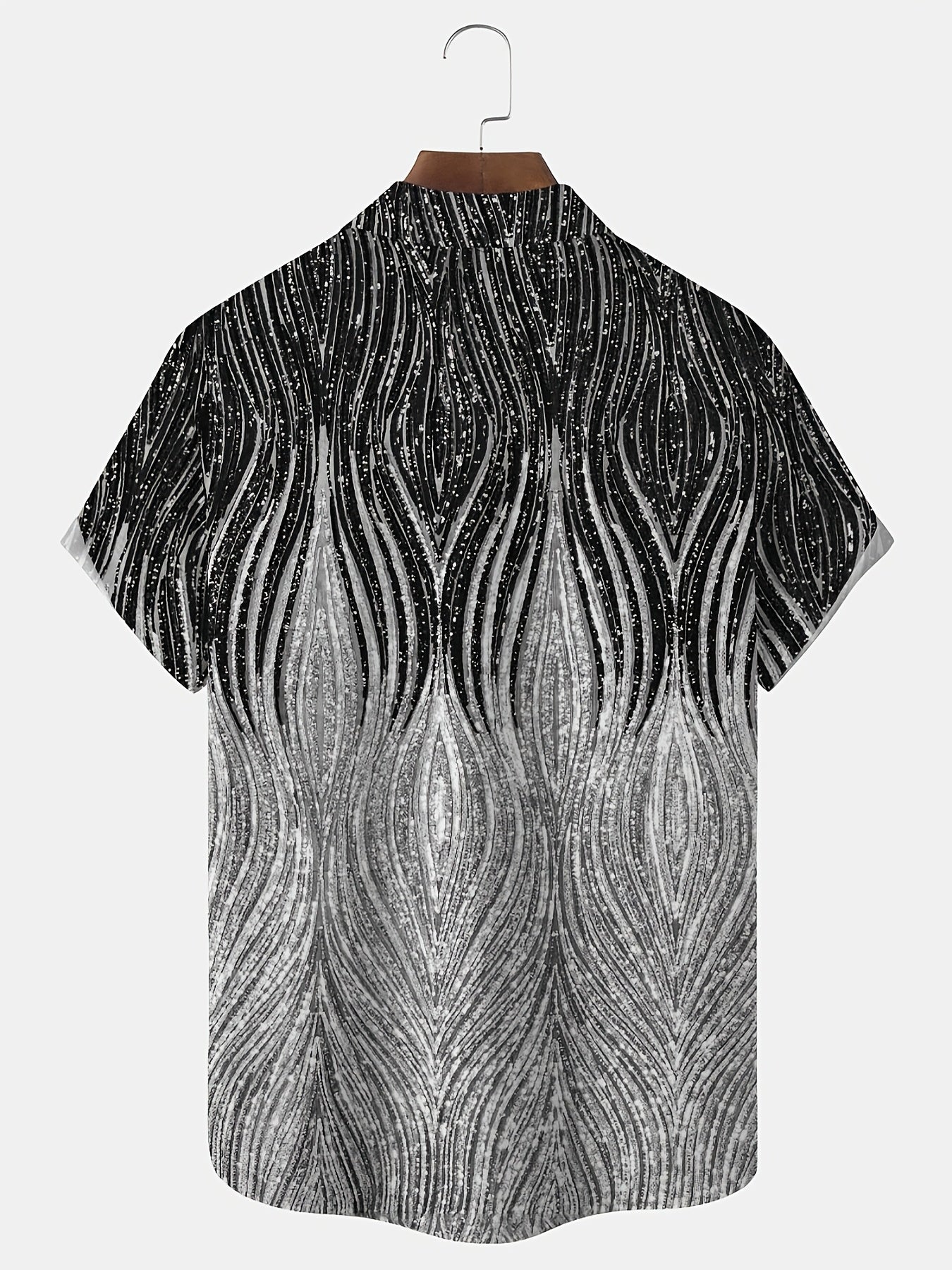 Men's Summer Vintage Ombre Gradient Print Woven Short Sleeve Shirt