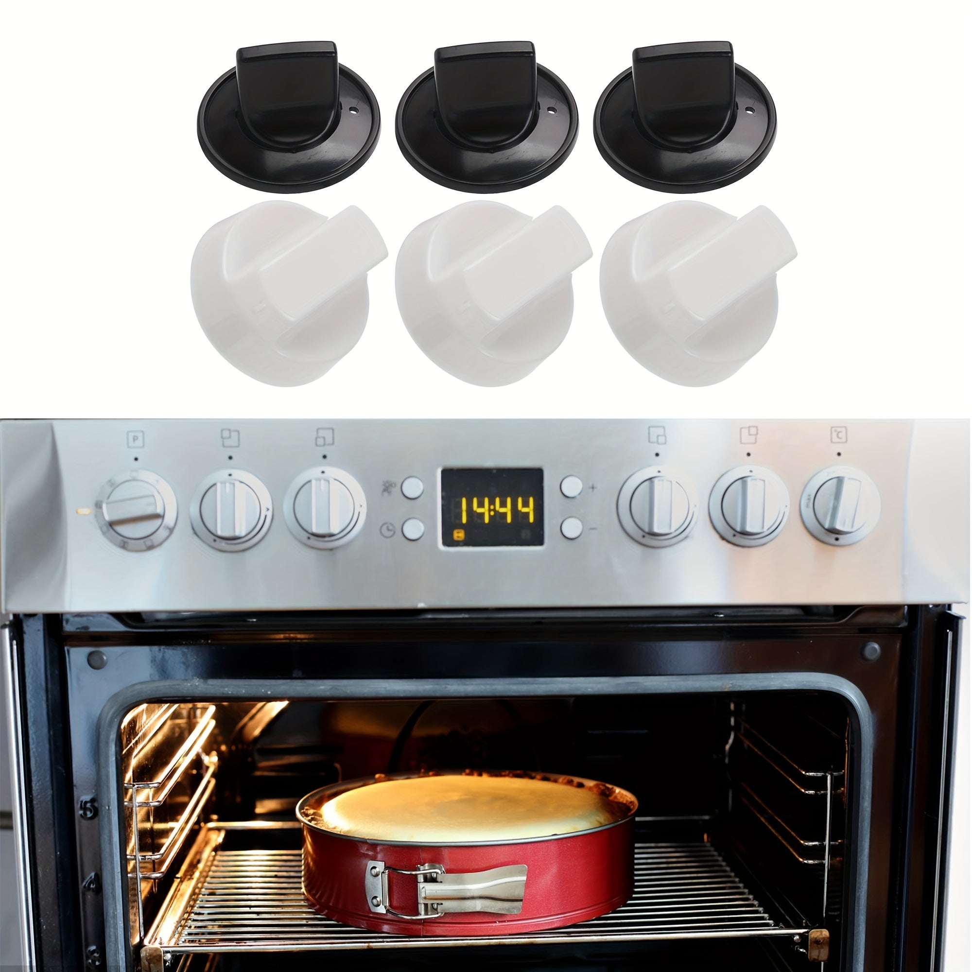 Kit de perillas eléctricas universales para estufa, 4 juegos, piezas de reemplazo de plástico blanco