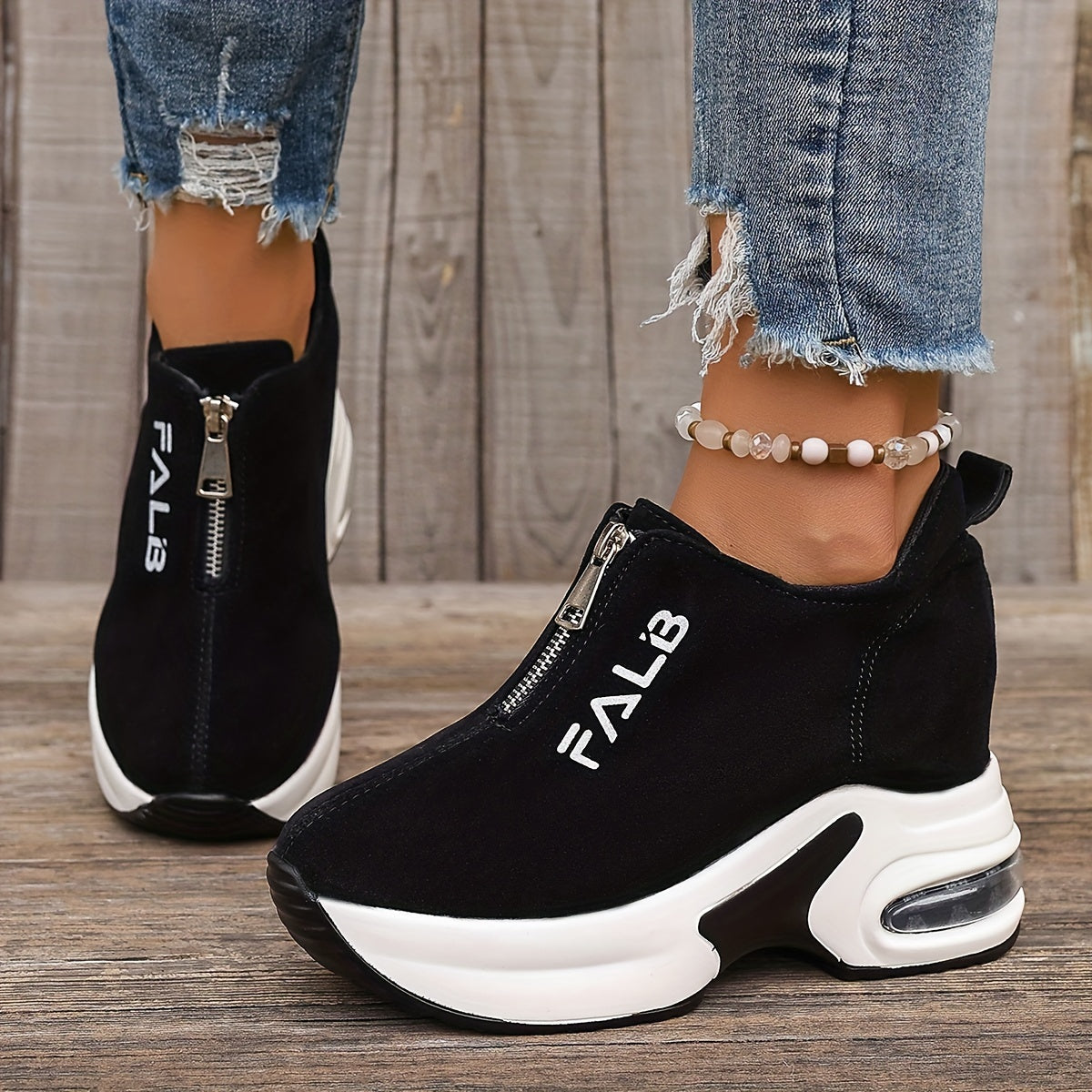 Casual Loafers for Women with Height-Boosting Air Cushions Flannel Low Top All-Season