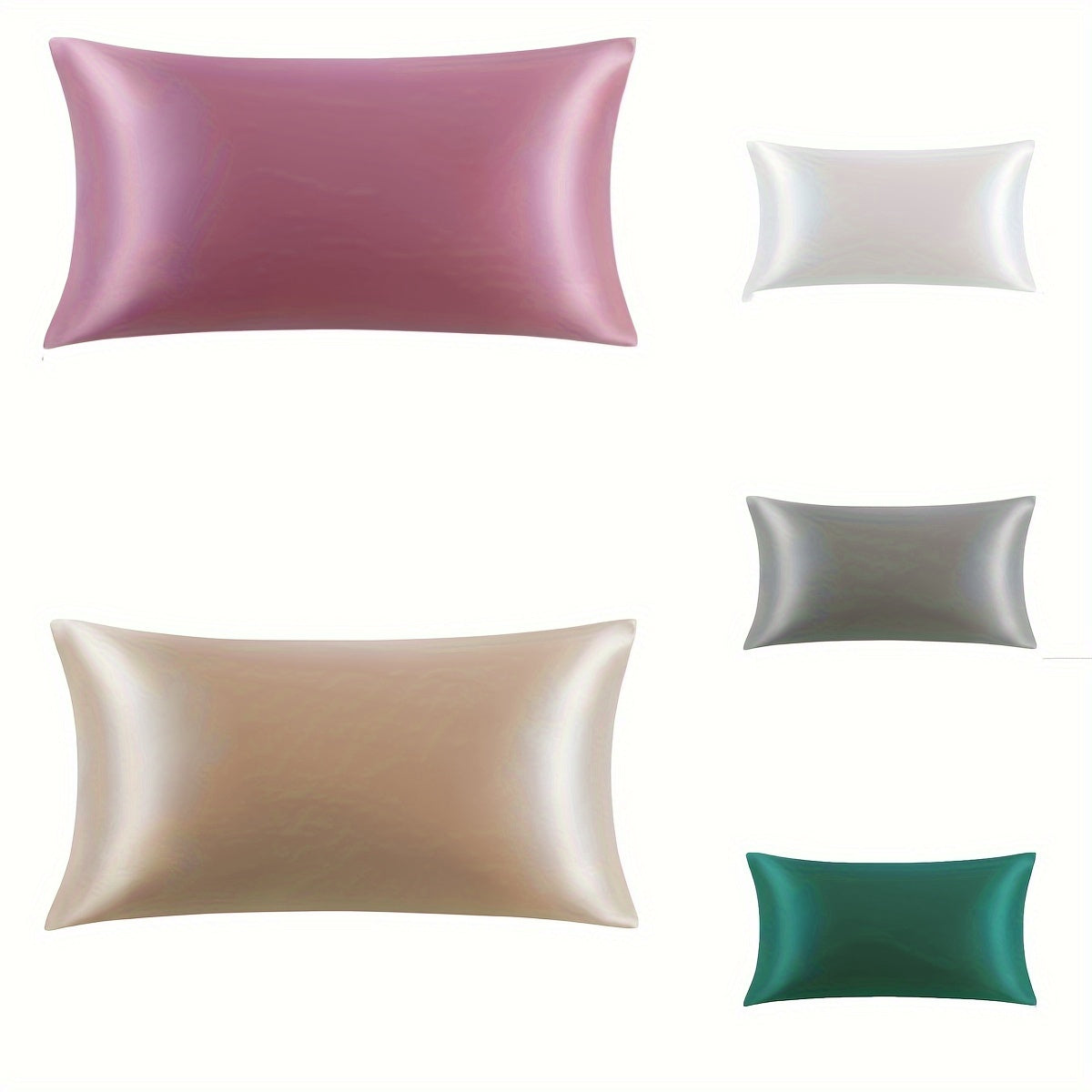 Set of 2 Satin Pillowcases with Zipper Closure, Gentle on Hair and Skin