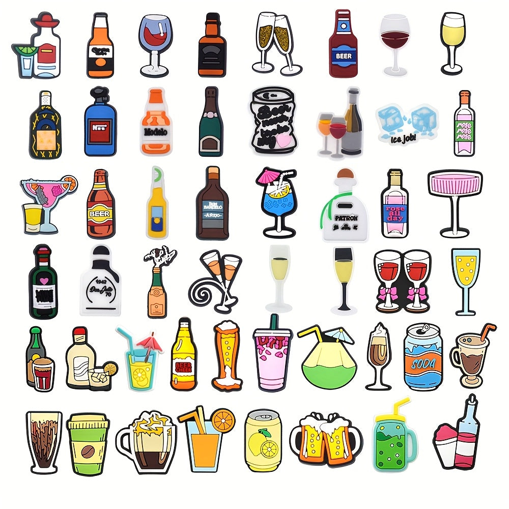 Unisex PVC Shoe Charms Party Decorations Champagne Pattern 30pcs