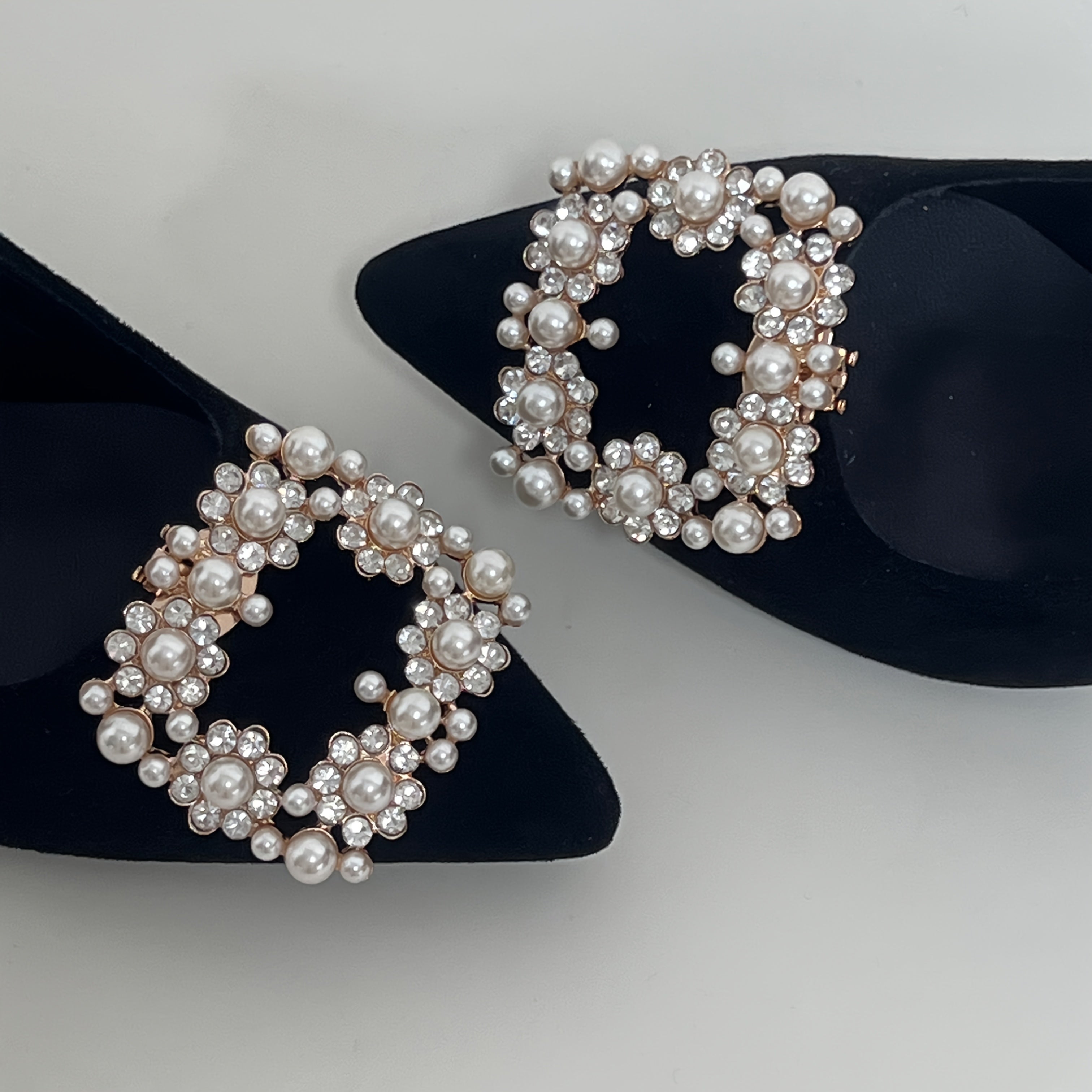 Women's Rhinestone Flower Shoe Buckle Clip Removable Decoration Accessories