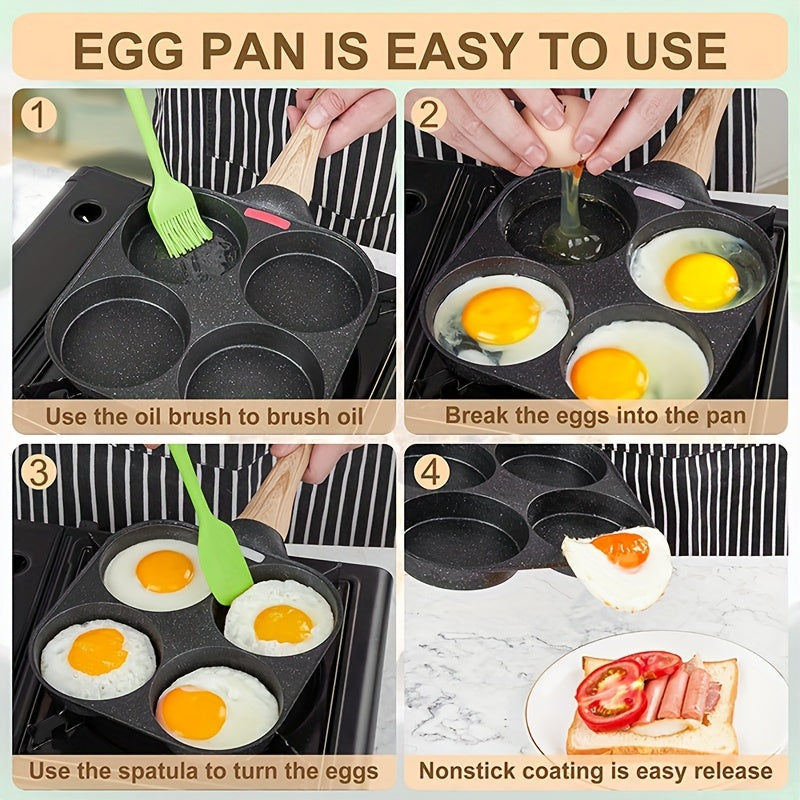 Nonstick Egg Frying Pan with 4 Holes for Omelettes Pancakes and Breakfast