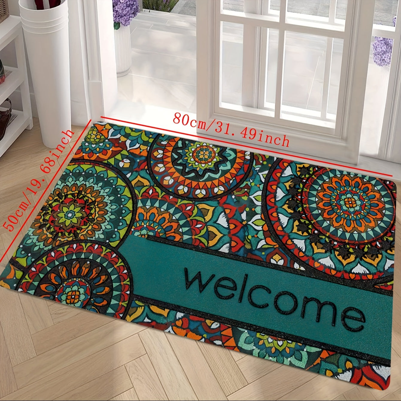Bohemian Doormat Rug, Machine Washable, Bedroom Living Room Decor