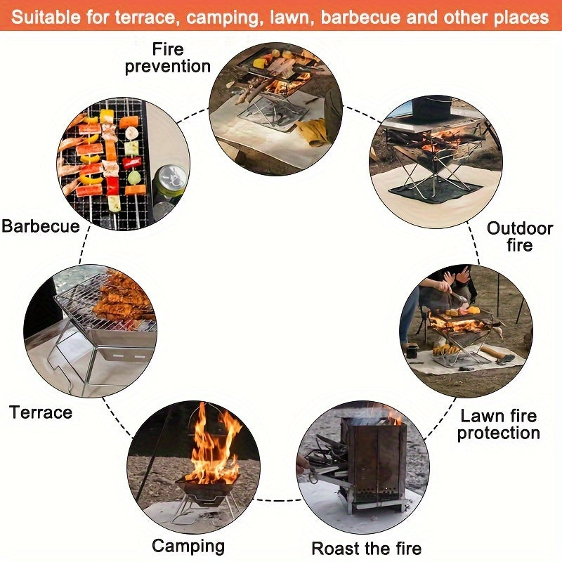 Flame Retardant BBQ Mat Portable Insulated Reusable for Camping and Outdoor Grilling