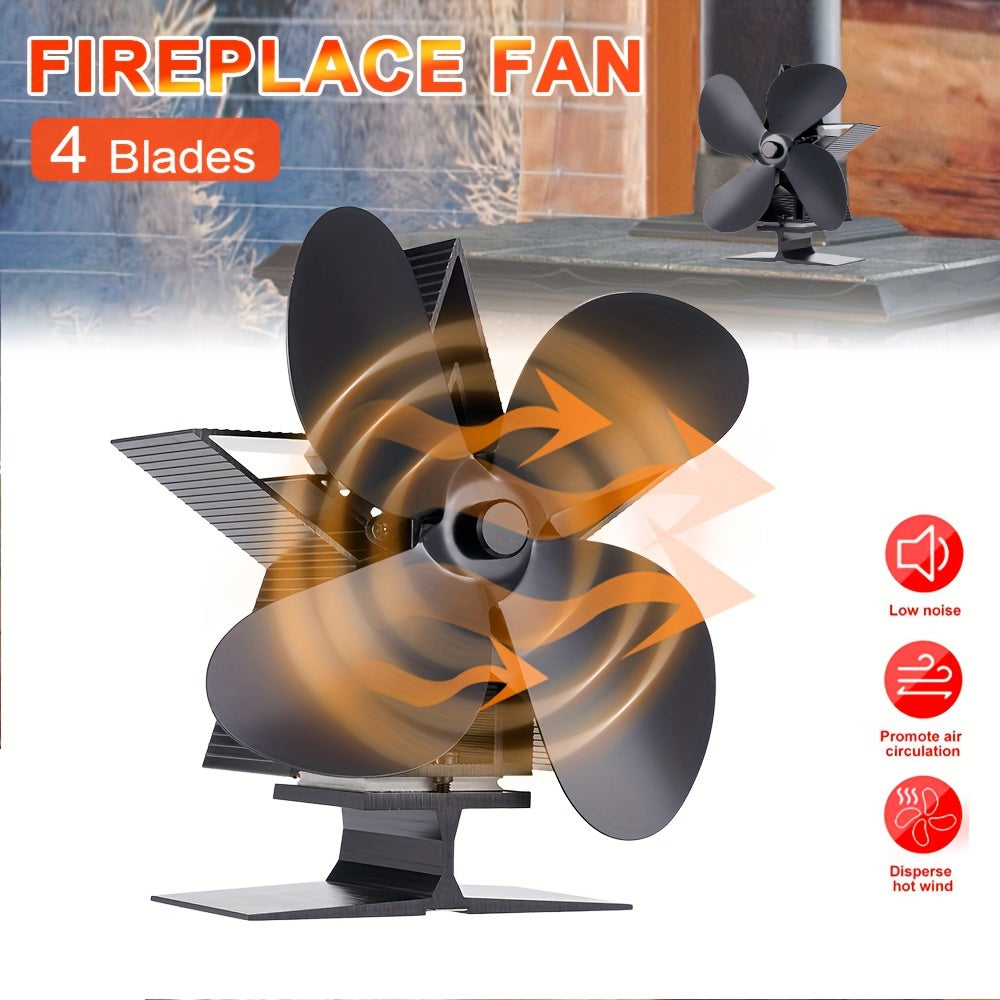 4/5 Blades Fireplace Fan Wall Mount Thermal Power Quiet Energy Saving