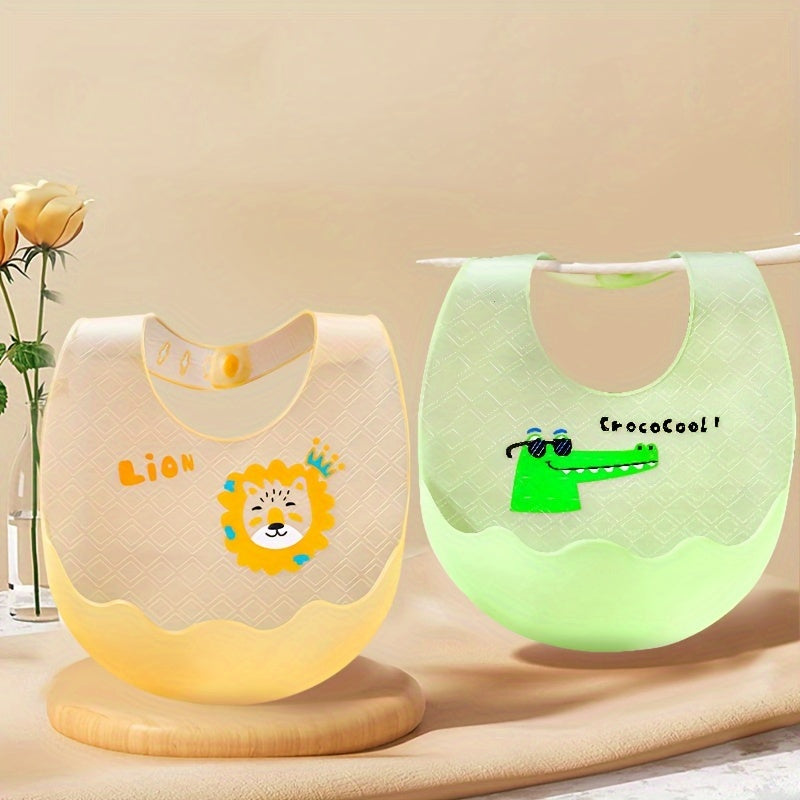 Baby Silicone Bib Waterproof Oil-Proof Food-Grade Cartoon Animal Design