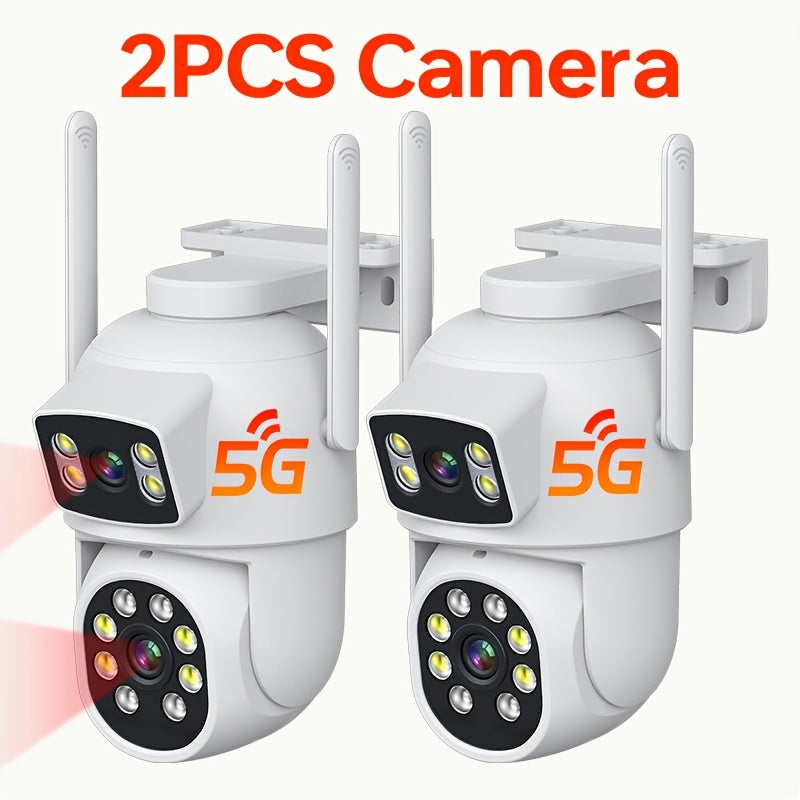 4МП Внешняя Беспроводная Камера Безопасности с Двойной Линзой Панорамная 360 Градусов PTZ Ночное Видение Двусторонний Аудио