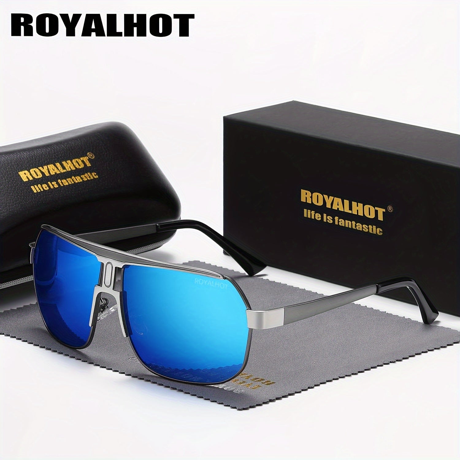 Unisex Metal Polarized Sunglasses Large Frame for Driving and Gifts