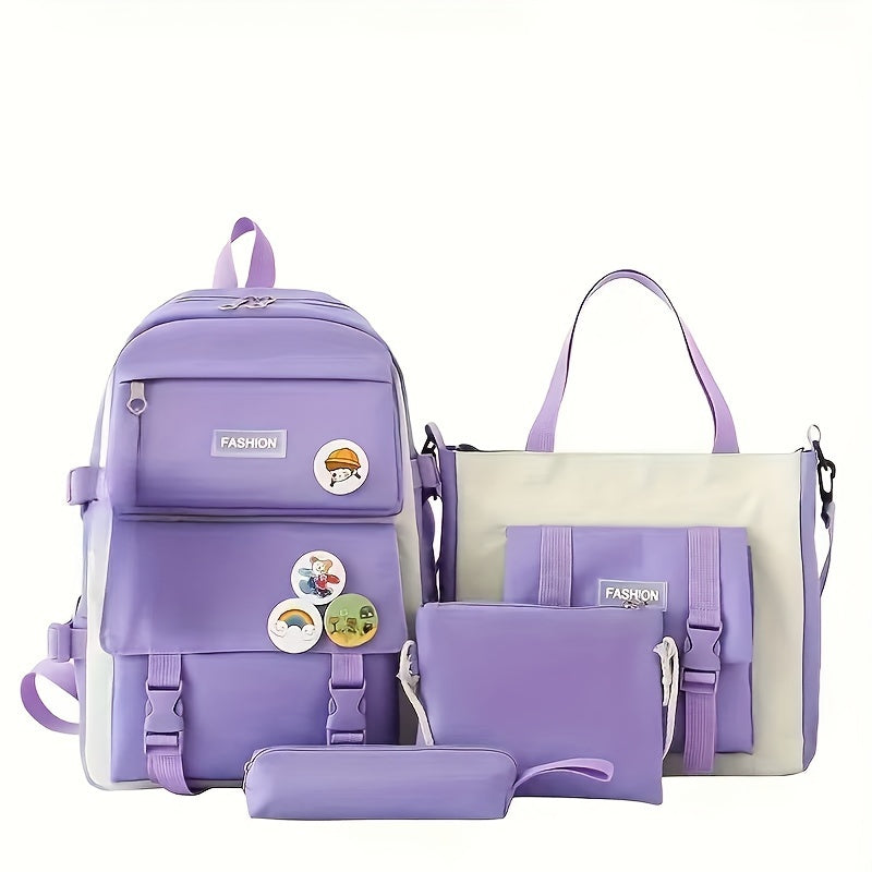 Large Capacity Canvas Backpack Set for Students Travelers and Commuters Water-Resistant Durable Multiple Pockets