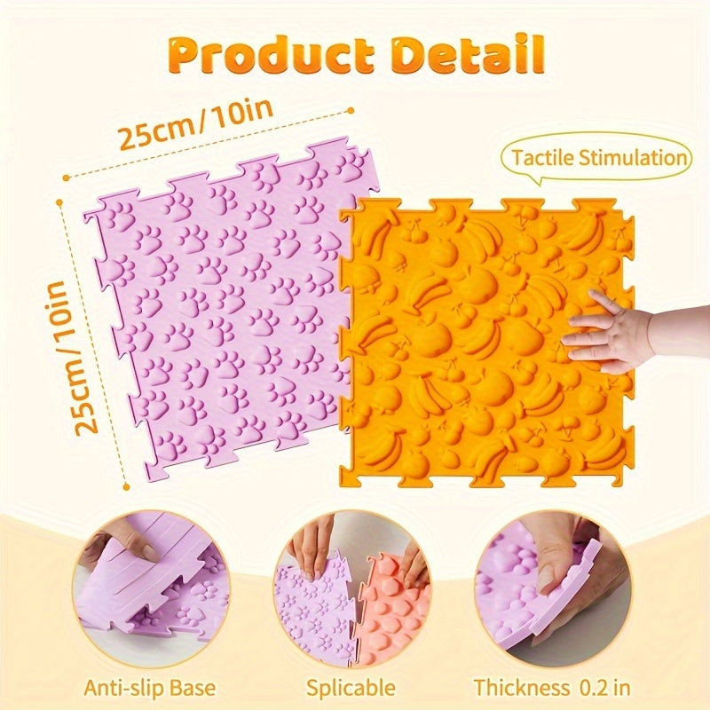 Set of 10 Sensory Mats for Children Educational Silicone Number and Alphabet Puzzles Orthopedic Massage Mat