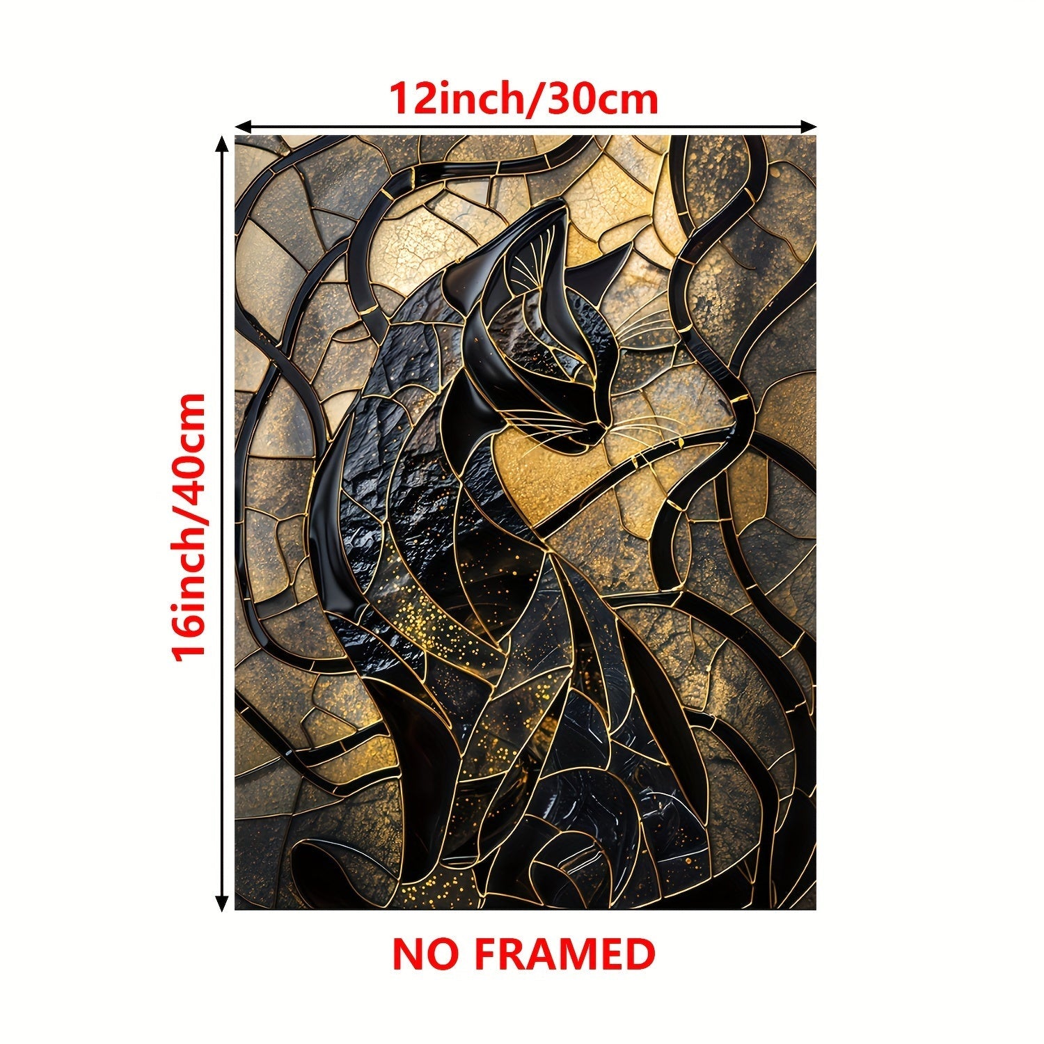 Póster de arte en lienzo de acuarela de gato negro 30x40cm decoración de pared para el hogar