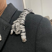 Rhinestone-Studded Tiger Shoulder Brooch Jewelry for Women
