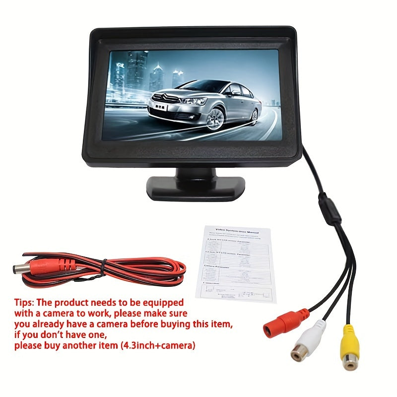 4.3-Inch Rearview Camera Kit with Night Vision for Sedans