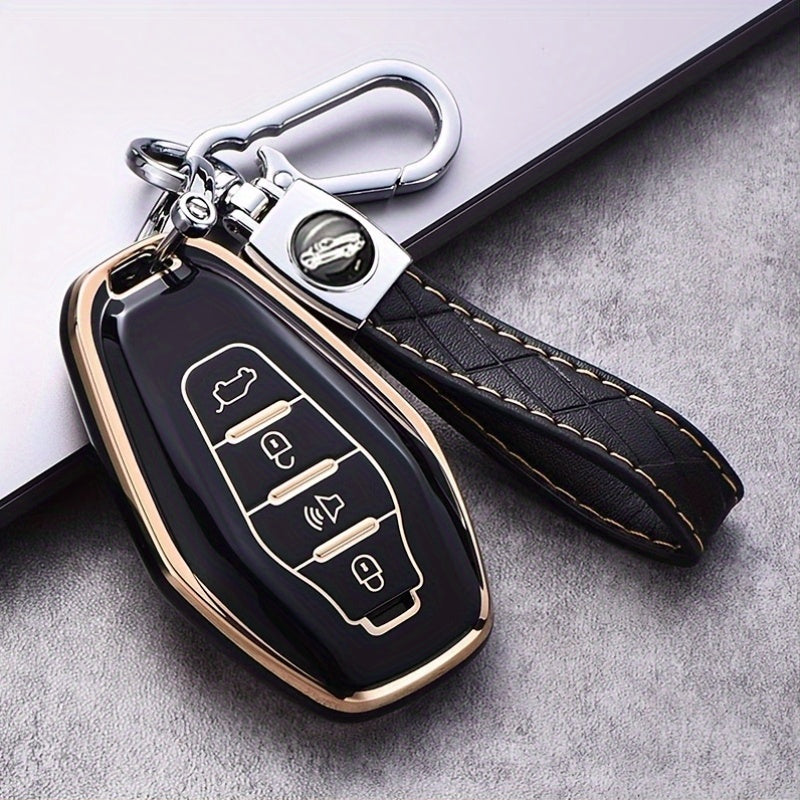 Soft TPU Key Fob Cover with Keychain for SUV Remote Control Protection