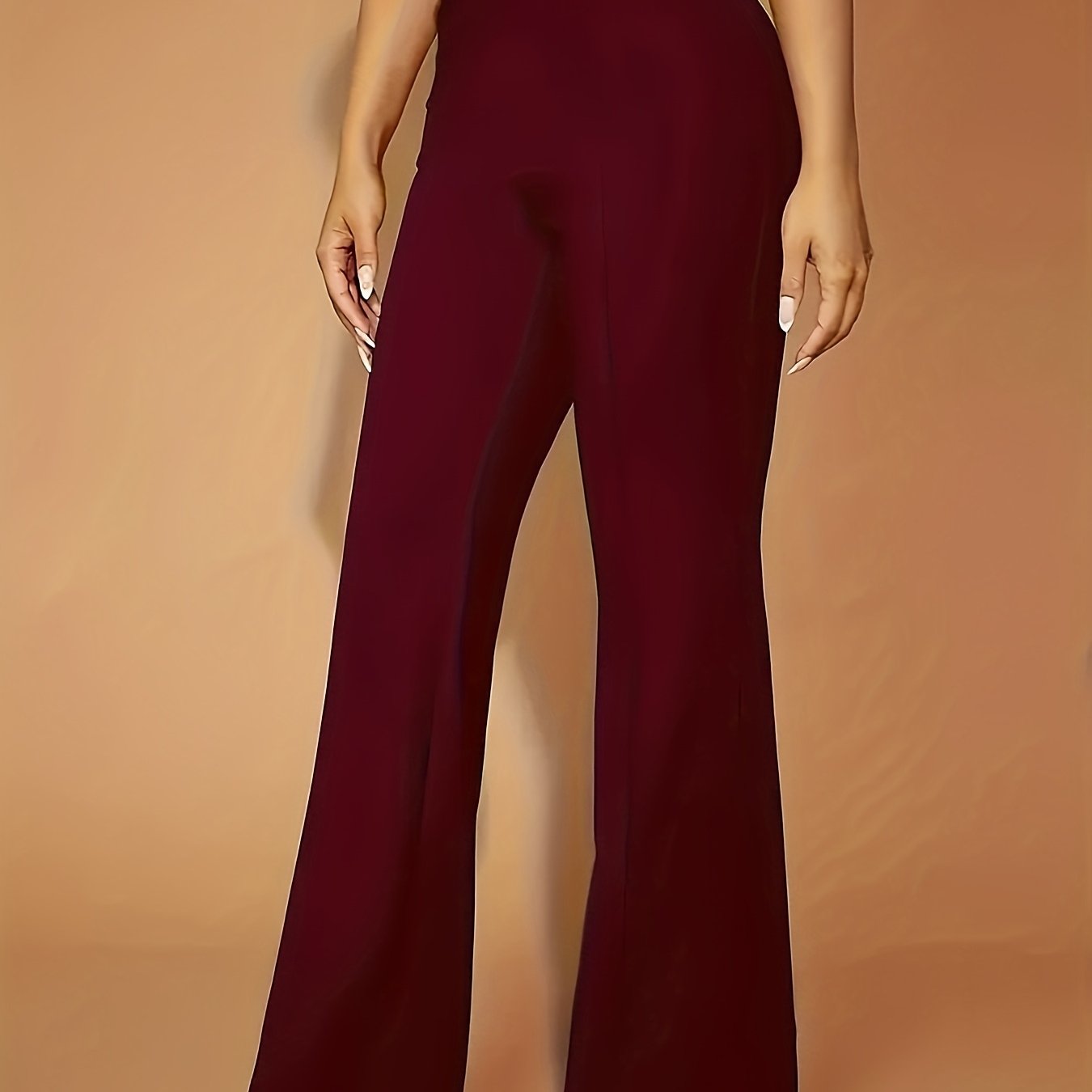 Women's Knit High-Waisted Slim Fit Pants Stretchy All-Season Casual