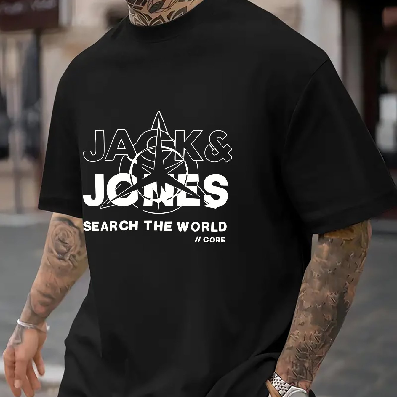 Men's Plus Size Casual Polyester T-Shirt with Graphic Print Short Sleeve Crew Neck