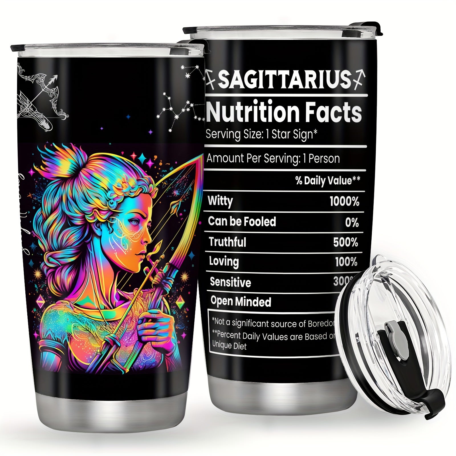 20oz Stainless Steel Zodiac Tumbler with Horoscope Design Leakproof Double Wall Vacuum Insulated Travel Mug for Outdoor Use