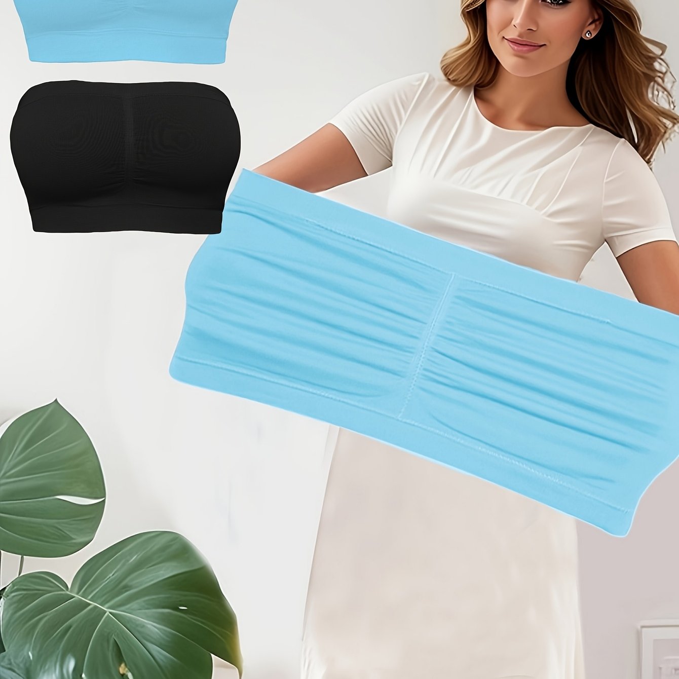 Women Seamless Wireless Sports Bra Light Purple Blue Strapless Yoga Breathable Pair