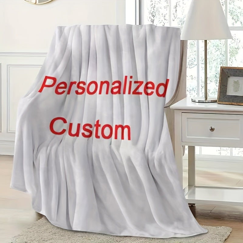 Personalized Flannel Fleece Blanket 1pc Custom Number Soft Warm for Bed Sofa Travel