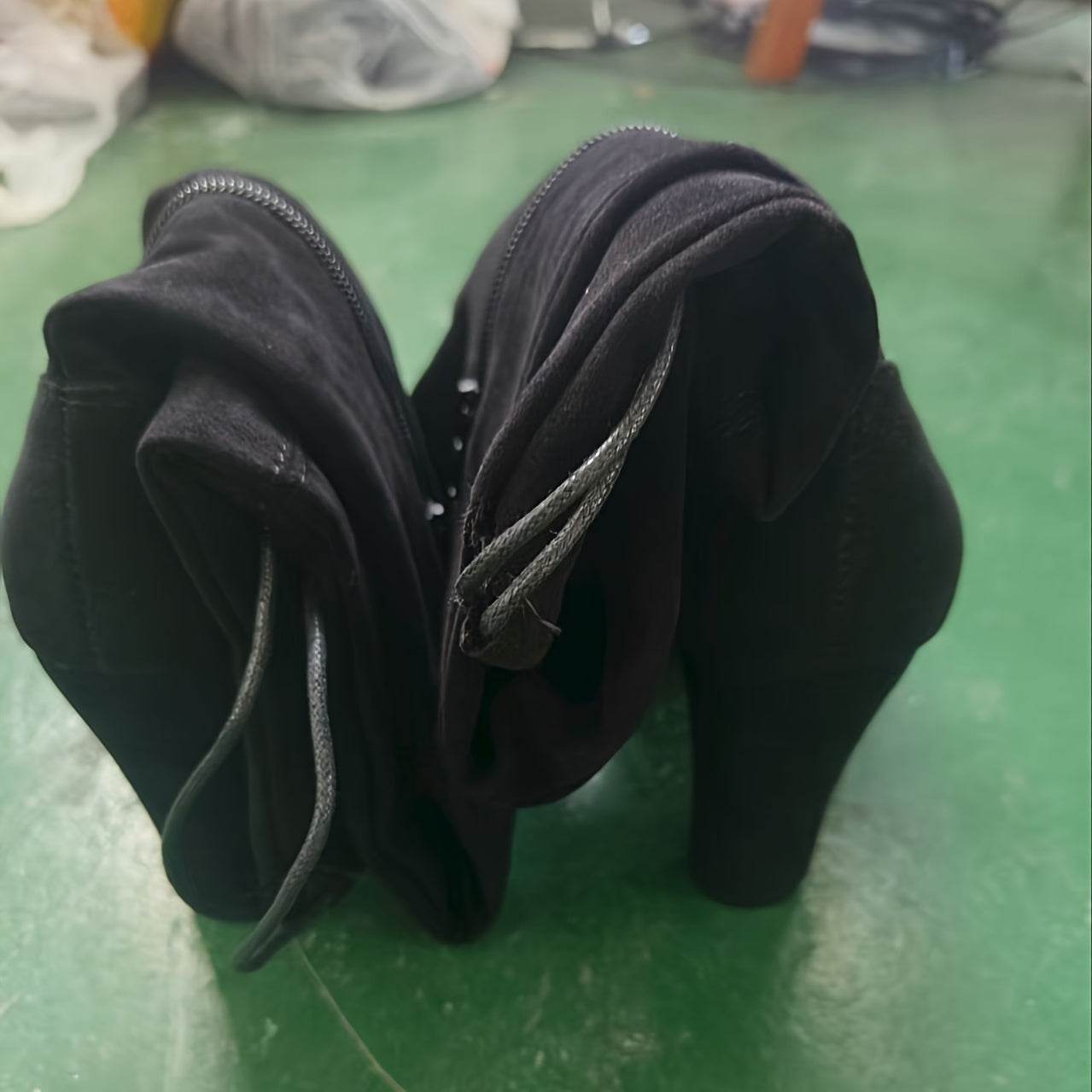 Women's Black Over-the-Knee Leather Boots with Pointed Toe and High Heel