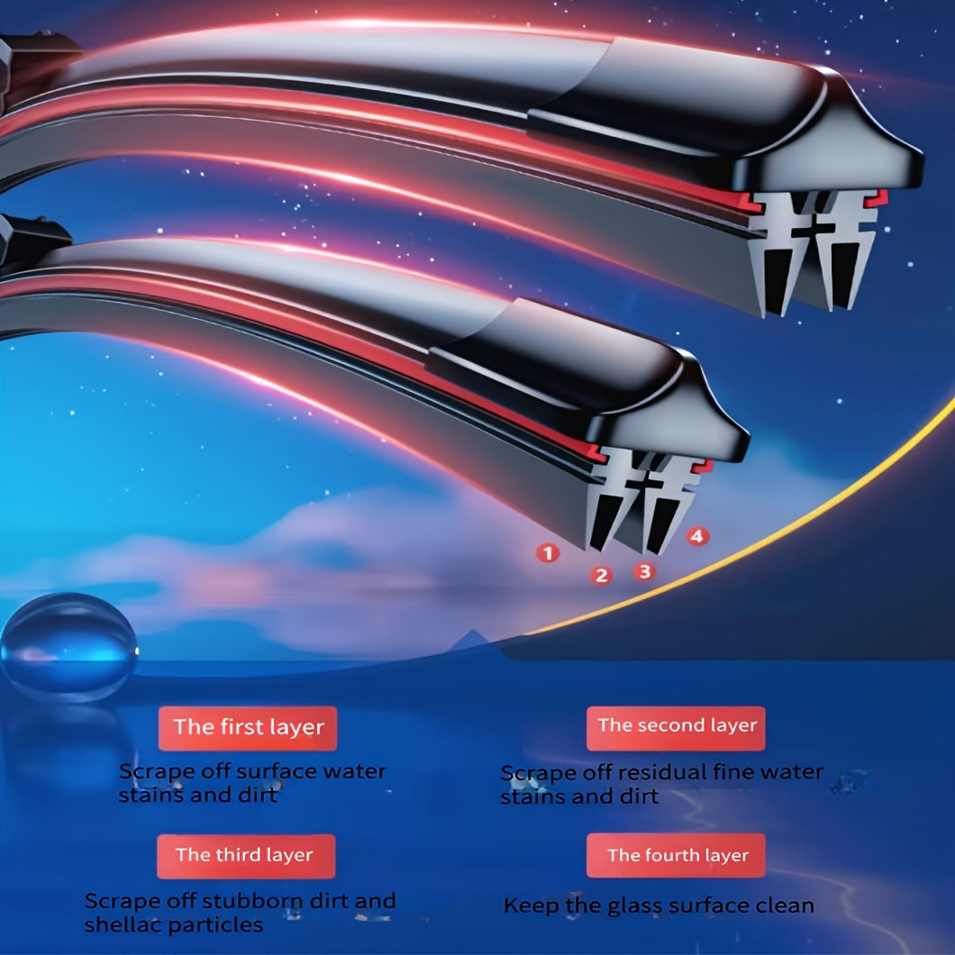 Durable 4-Layer J Hook Wiper Blades with Rubber Strips for All Cars 35.56-71.12 cm