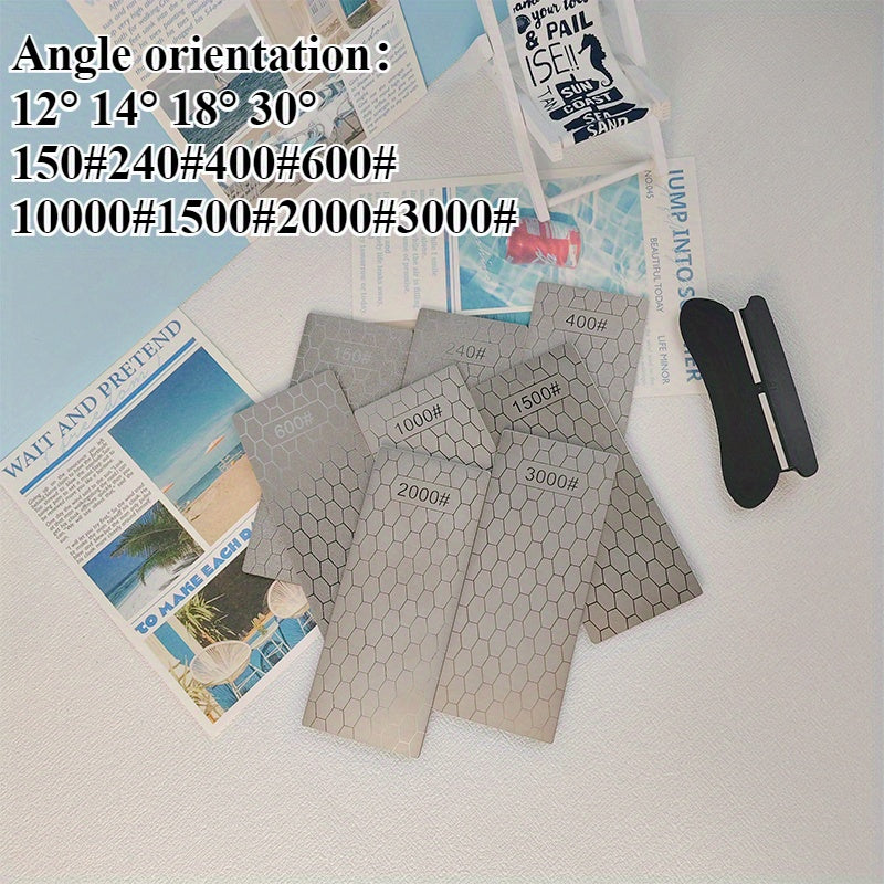 Honeycomb Frosted Stone Set of 9 Kitchen Tools Anti Slip Base Sharpening Tool Camping