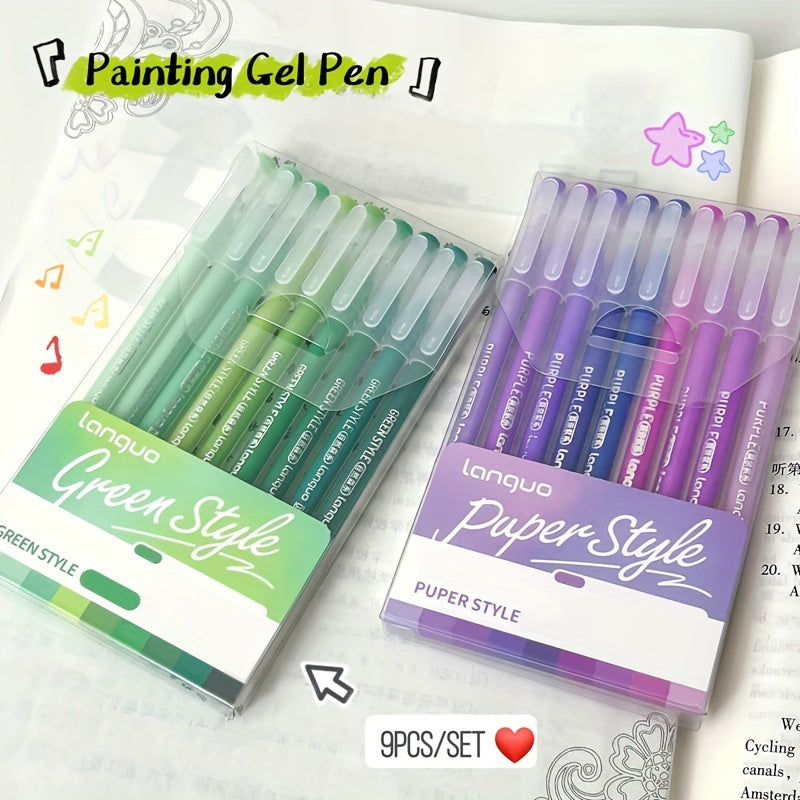 9 шт. ручек для каллиграфии с ретро-палитрой цветов Моранди и сменными чернильными картриджами, складывающимися