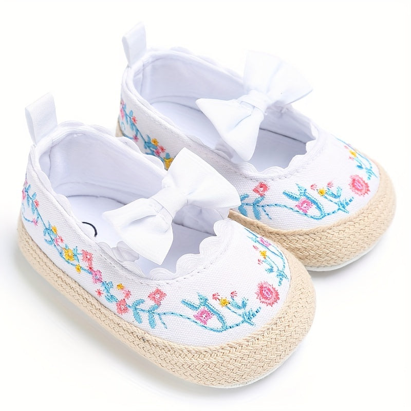 Kichkina qizlar uchun Bowknot Mary Jane poyabzal, engil, sirpanmaydigan mato, ichki va tashqi foydalanish uchun, bahor va kuz uchun