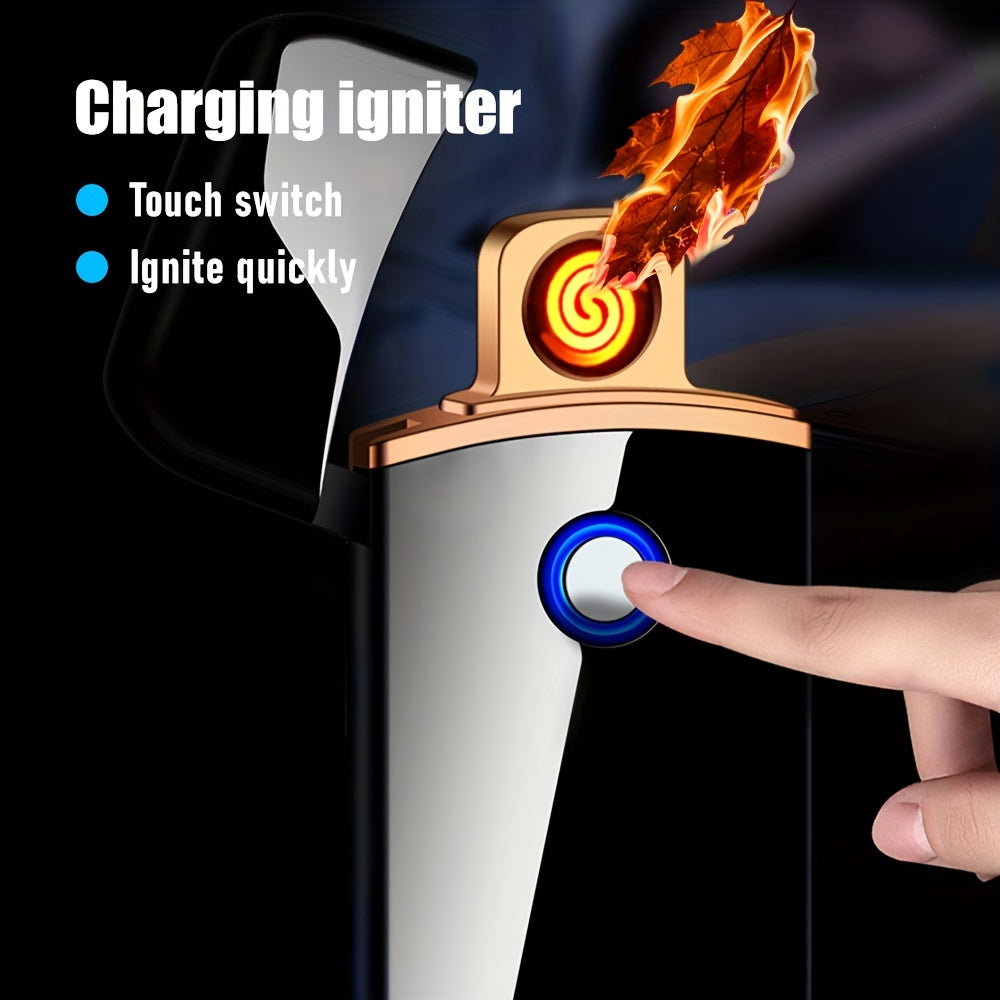 Unisex Metal Rechargeable Windproof Electric Lighter with Touch Switch