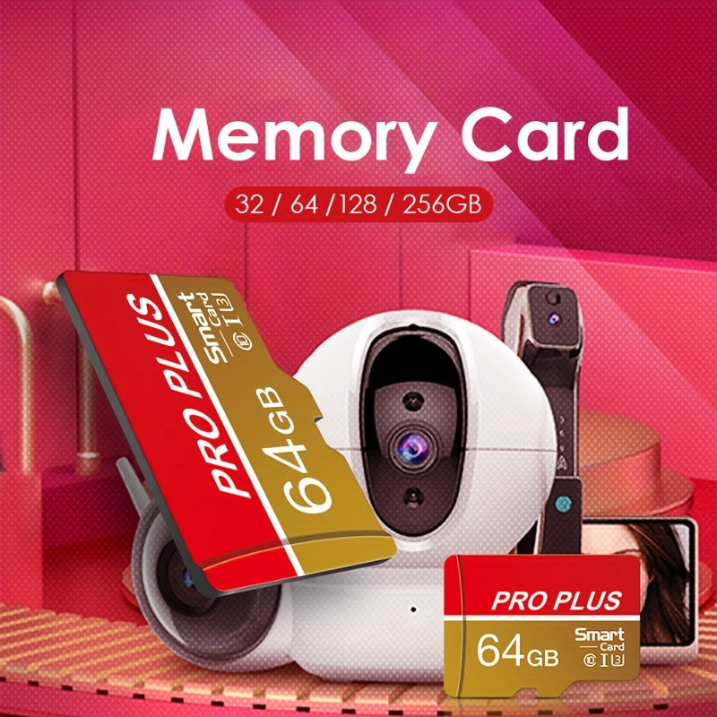 Tarjeta de memoria de alta velocidad U3 Clase 10 de 8GB a 256GB en rojo y dorado con adaptador SD para teléfonos, tabletas y cámaras