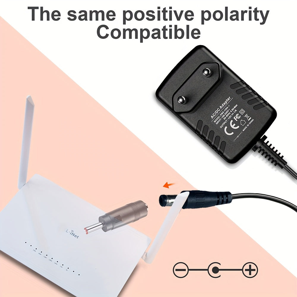 12V DC Power Adapter with 8 Tips for LED Strips CCTV Cameras Routers Speakers Dual Voltage Compact Lightweight