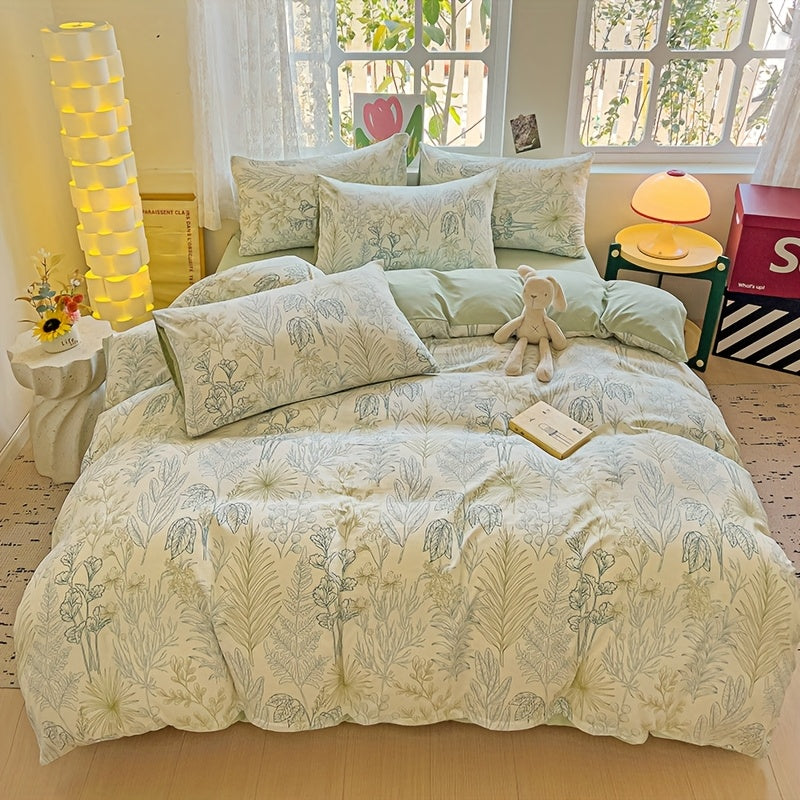 Yumshoq gullar naqshidagi yotoq to'plami, yostiq qoplari bilan birga, nafas oladigan polyesterdan tayyorlangan va zip yopilishi mavjud. Har mavsum uchun mos, yotoqxona va mehmonxonalar uchun mukammal.