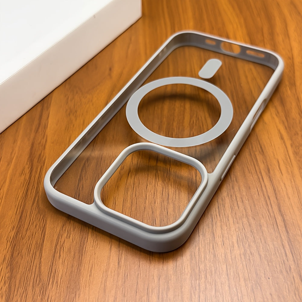Acrylic Transparent Magnetic Phone Case for iPhone with Wireless Charging and Lens Protection
