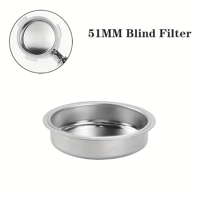 Delonghi portafilter uchun zanglamaydigan po'latdan yasalgan qahva filtr basketi, bosimsiz, 51mm, 1-chashka, 2-chashka, 4-chashka uchun mos, ko'r filtrni o'z ichiga oladi, barista asbobi