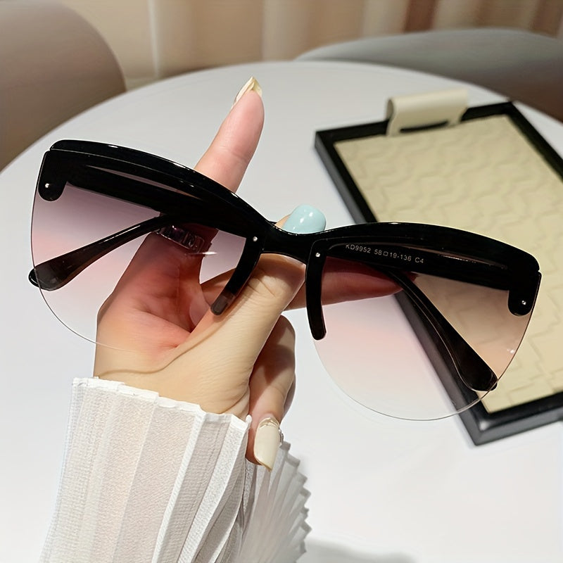 2024 Semi-Rimless Plastic Eyeglasses Big Frame Vintage Net Red Circle Unisex