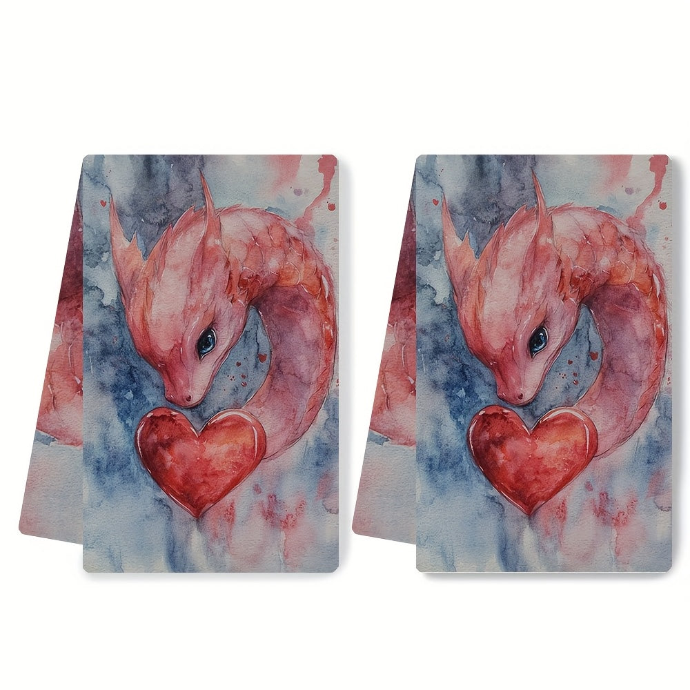 Set of 2 Ultra-Soft Absorbent Kitchen Towels for Dish Drying and Holiday Decor