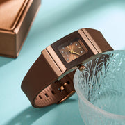 Women's Square Quartz Wrist Watch with Silicone Band and Zinc Alloy Case