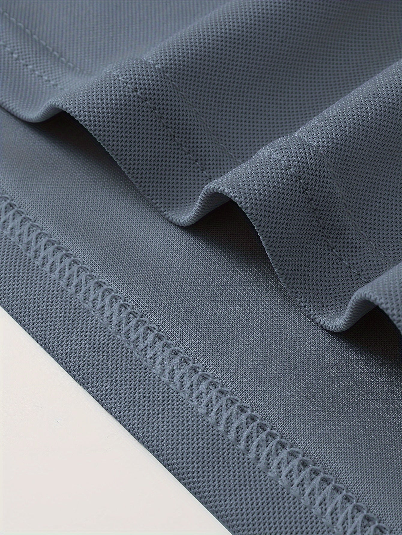 Men's Blue Summer Shirt Polyester Casual Short Sleeve Button-Up