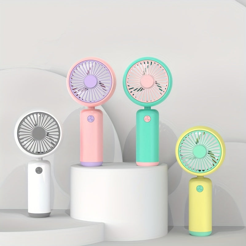 Portable Handheld Fan with USB Rechargeable Battery, Adjustable Speeds, Wearable Design